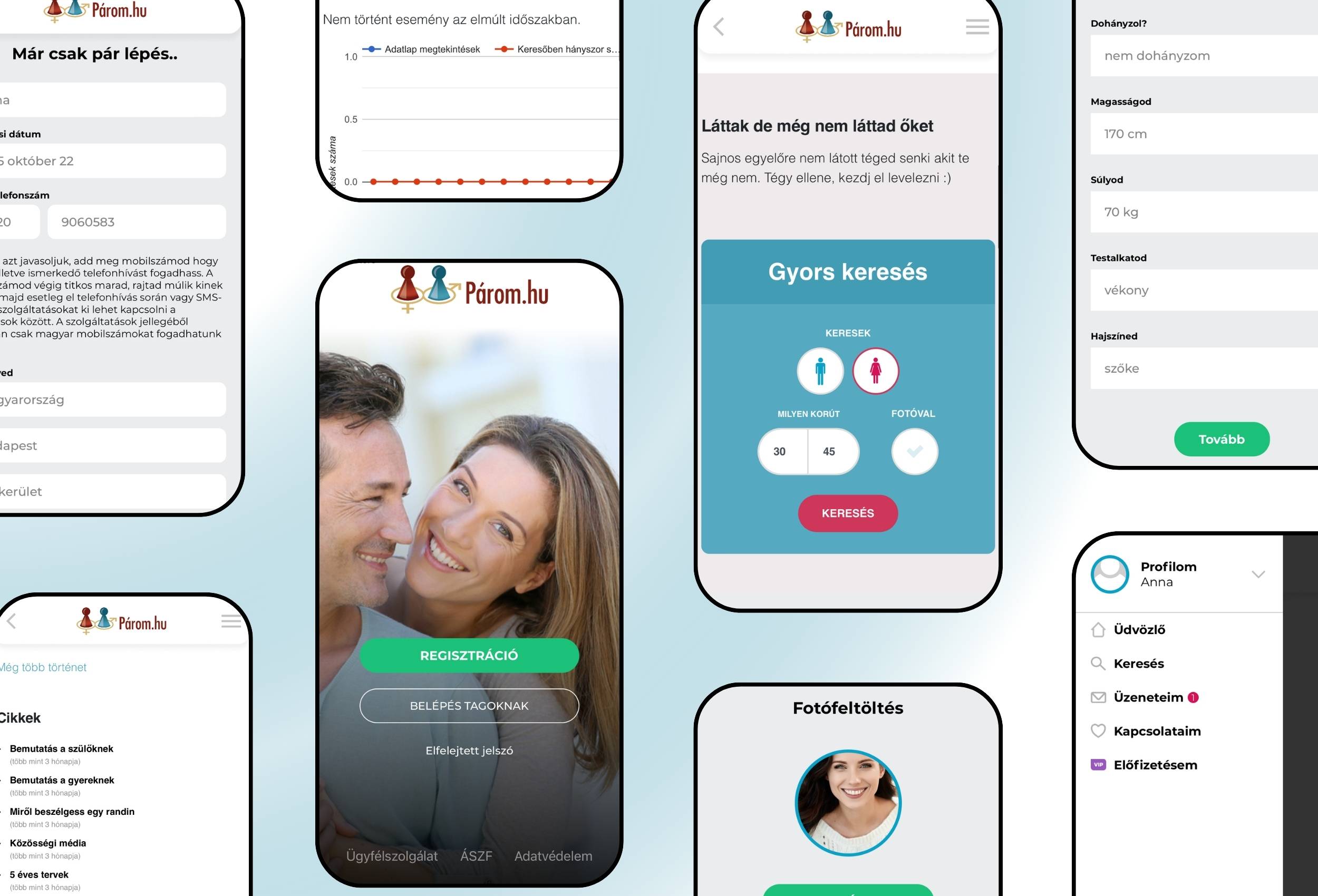 Párom.hu mobilapp — 1. képernyő
